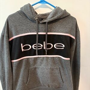 Bebe Gray and Black Hoodie with Pink Accents